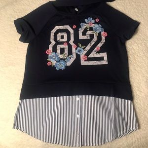 Cute Navy Blue Girls Shirt